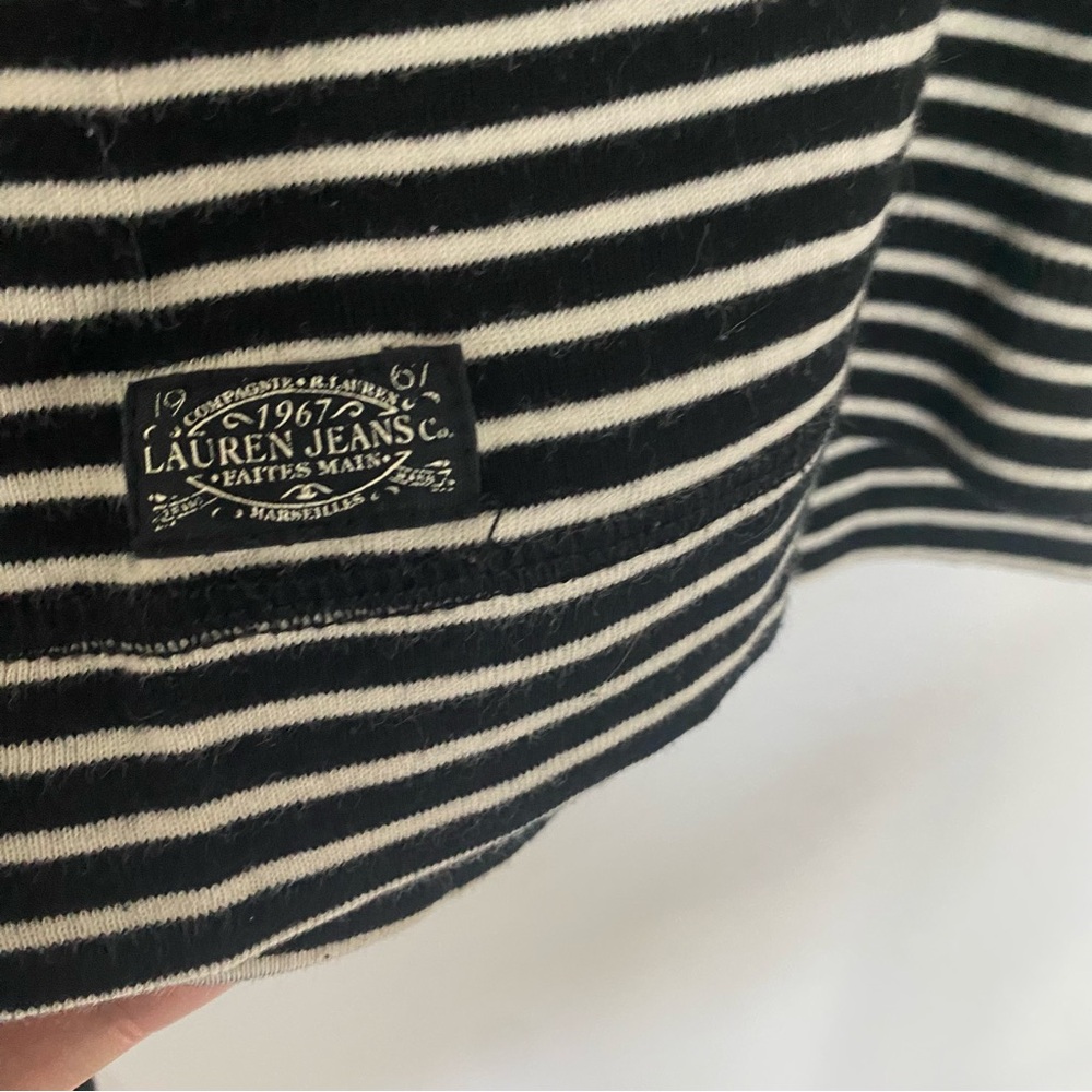 Ralph Lauren Jeans Co Black and White Striped Long Sleeve Shirt - Picture 2 of 6